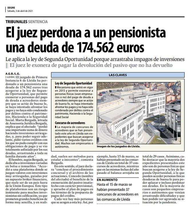 El juez perdona a un pensionista una deuda de 174.562 euros